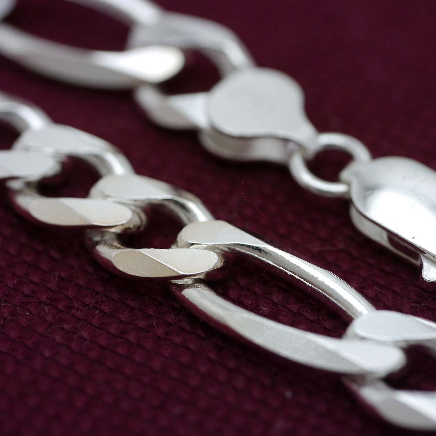 楽天市場】イタリア製 シルバー925 フィガロ チェーン ブレスレット