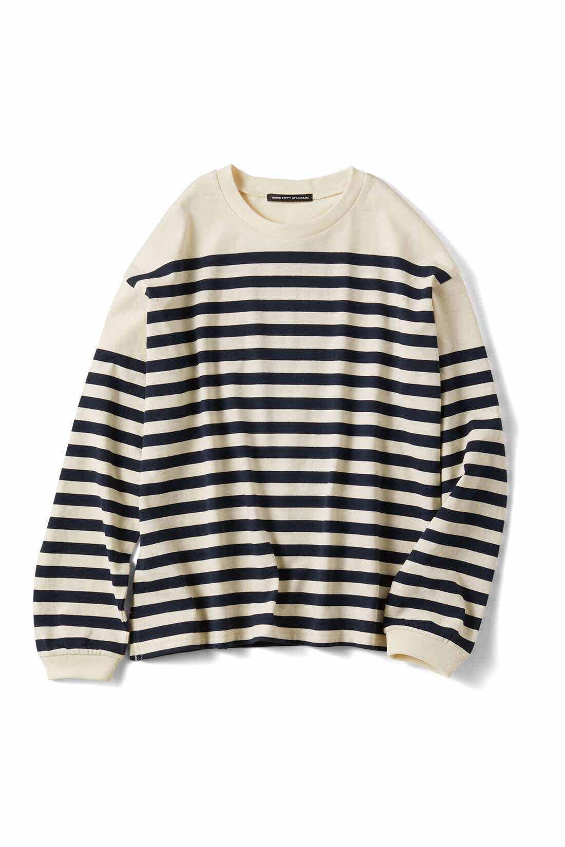 パネルボーダー クルーネックTシャツ ホワイト