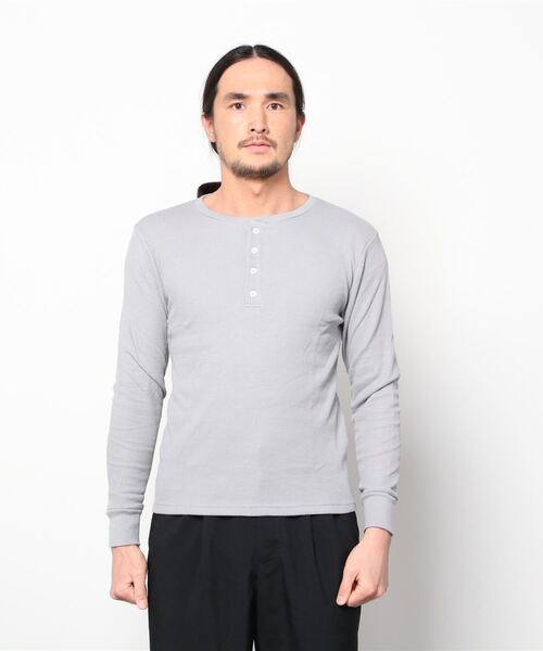 Bling Leads tシャツ 20/- サーマル 袖リブ ヘンリーネック ロング T