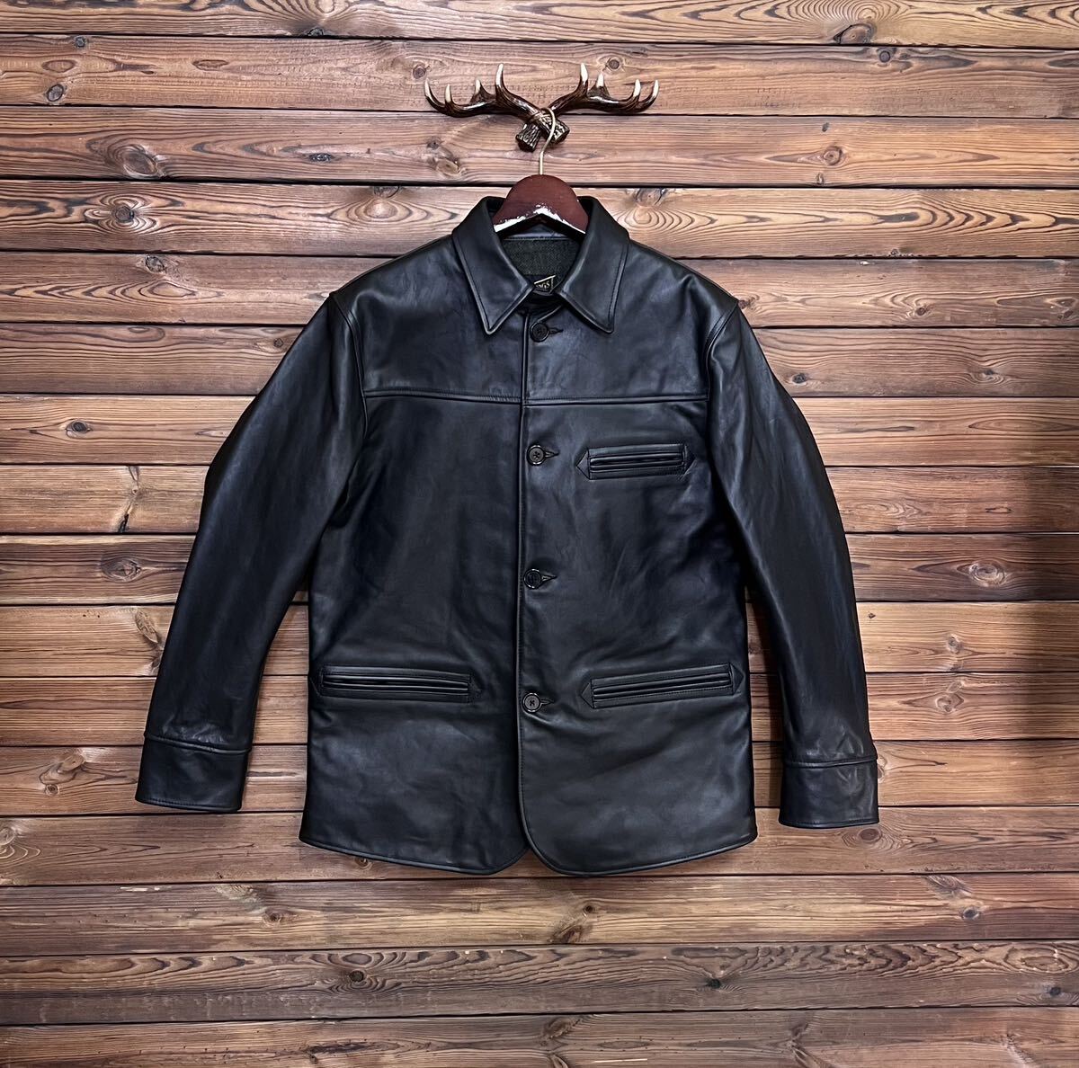新発売 レザーカーコート 茶芯ホースハイド 馬革 レザージャケット XL
