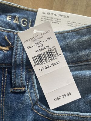 American Eagle Super High Rise Jegging Size 000 SHORT Med Bright