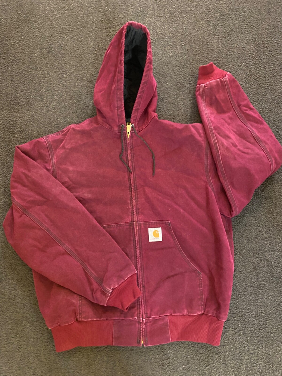 Vintage Carhartt JQ281 Jacket Burgundy Wine Red RARE Made in USA