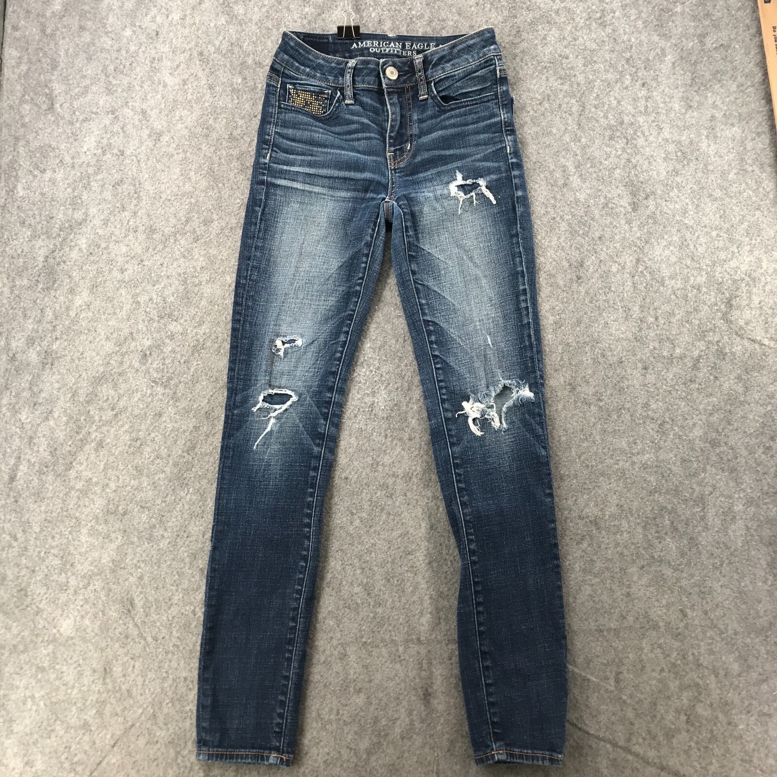 American Eagle Jeans Womens Size 00 Embellished Pockets Hi-Rise