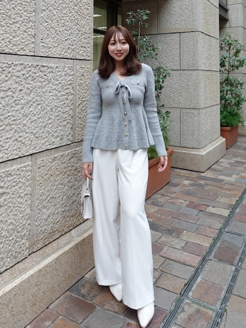 2WAYペプラムニットカーディガントップス 秋服 冬服（ニット/セーター