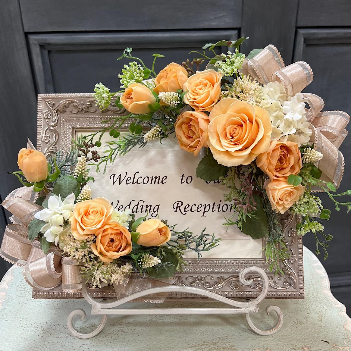 ジュリアオレンジのバラの結婚式ウエルカムボード - カントリーマム