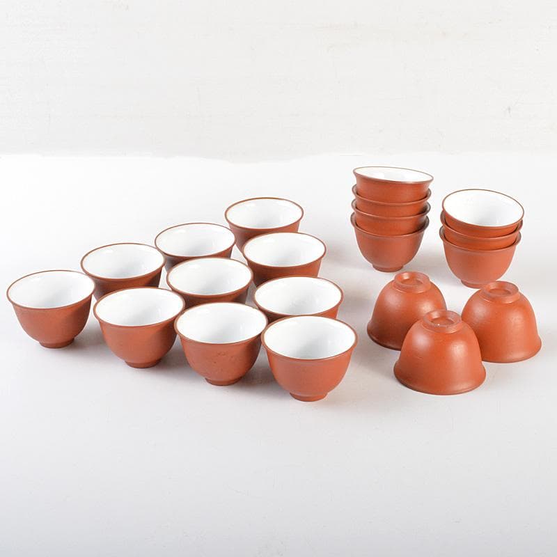 煎茶道具　紫砂　朱泥　内白釉　煎茶碗　20客まとめて　N　6670 ff6ff62abd726587d789efa717c5ed