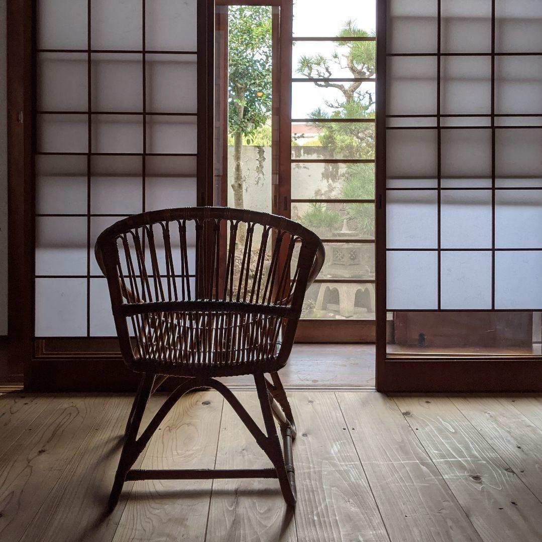 ラタンチェア　ラウンジチェア　籐家具　ビンテージチェア 　古道具　送料込 楽天市場】ラタンチェア Lサイズ 皮付きラタン アジアン パーソナル