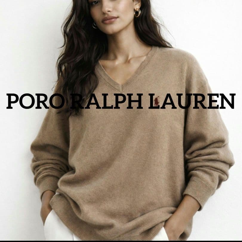 Polo Ralph Lauren 　Vネックセータ　ベージュ　オーバーサイズ ポロラルフローレン ベージュ Vネック ニットセーター Ralph Lauren