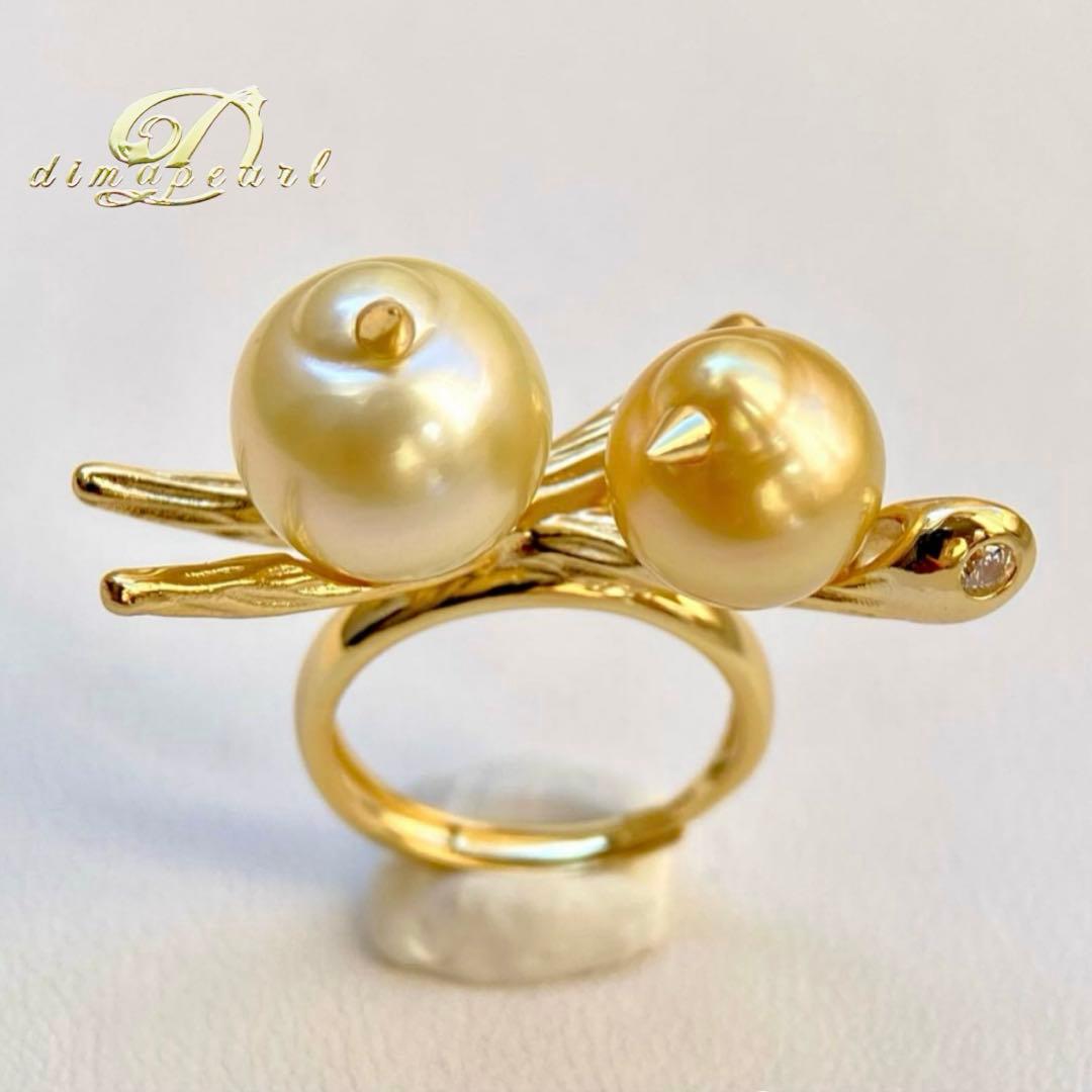 本真珠南洋白蝶真珠シャンパンとゴールド「鳥と枝」s925リングY1044 楽天市場】白蝶真珠 リング 指輪 オーロラ茶金 ゴールデンパール 10.0