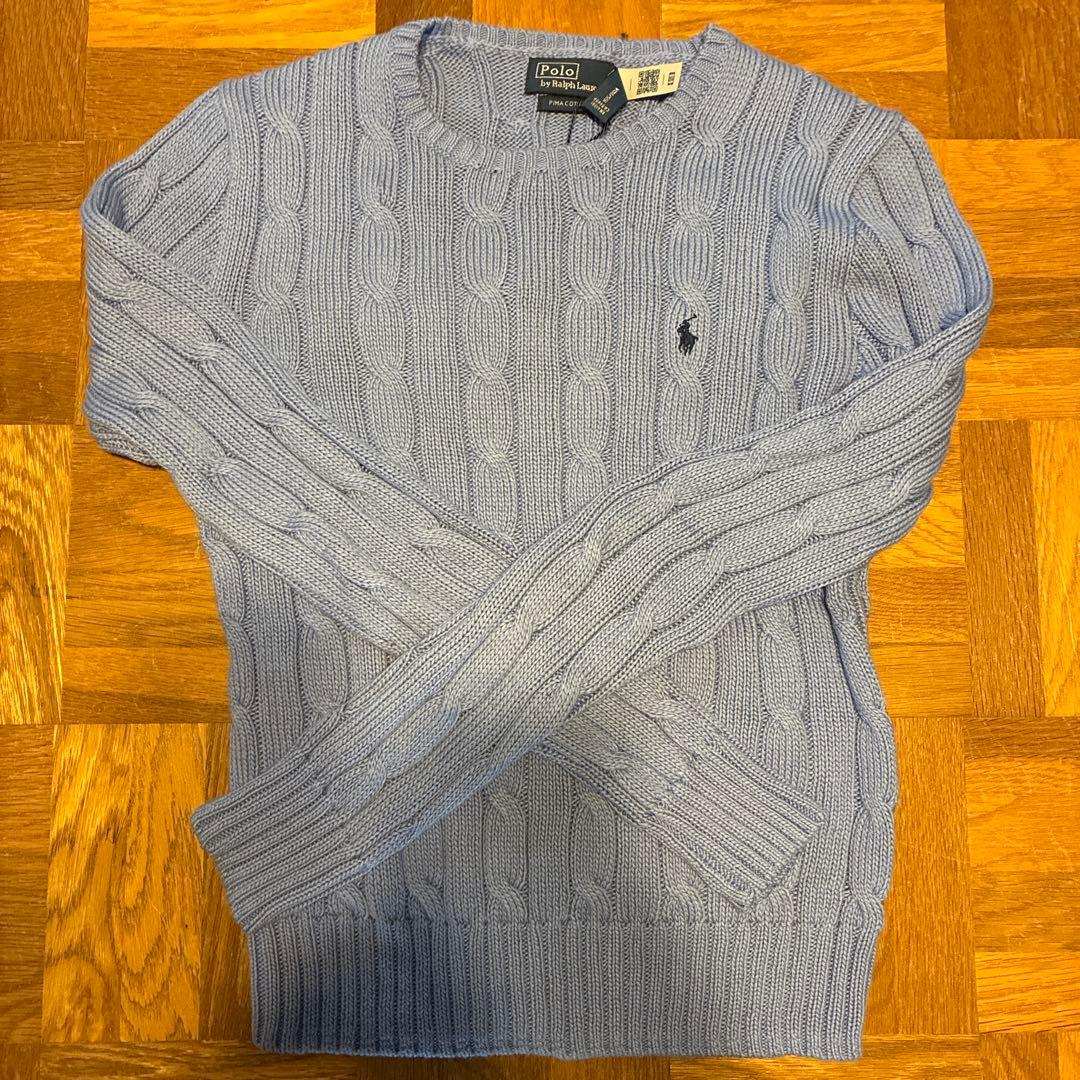 Polo by Ralph Lauren 薄い青 ケーブルニットセーター XS ケーブルニット コットン クルーネック セーター | POLO RALPH LAUREN