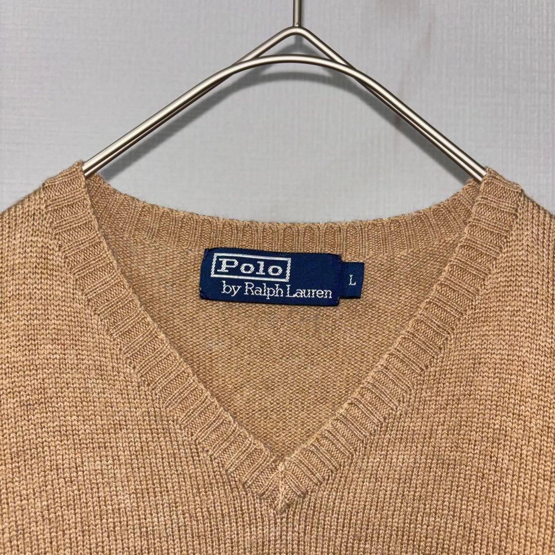 ポロラルフローレン ベージュ Vネック ニットセーター Ralph Lauren