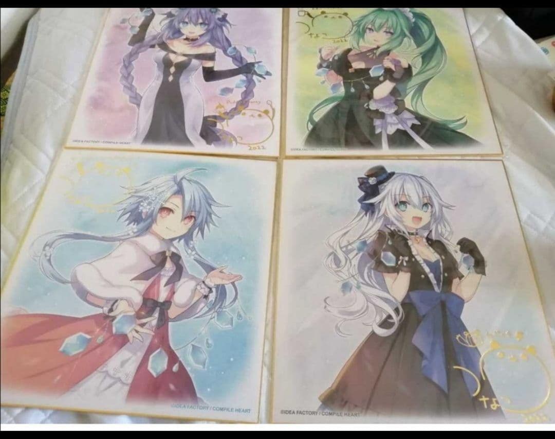 超次元ゲイム　ネプテューヌ　つなこ　金箔　サイン色紙　4枚セット　ねぷくじ 超次元ゲイム ネプテューヌ ねぷねぷオンラインくじ | くじ引き堂