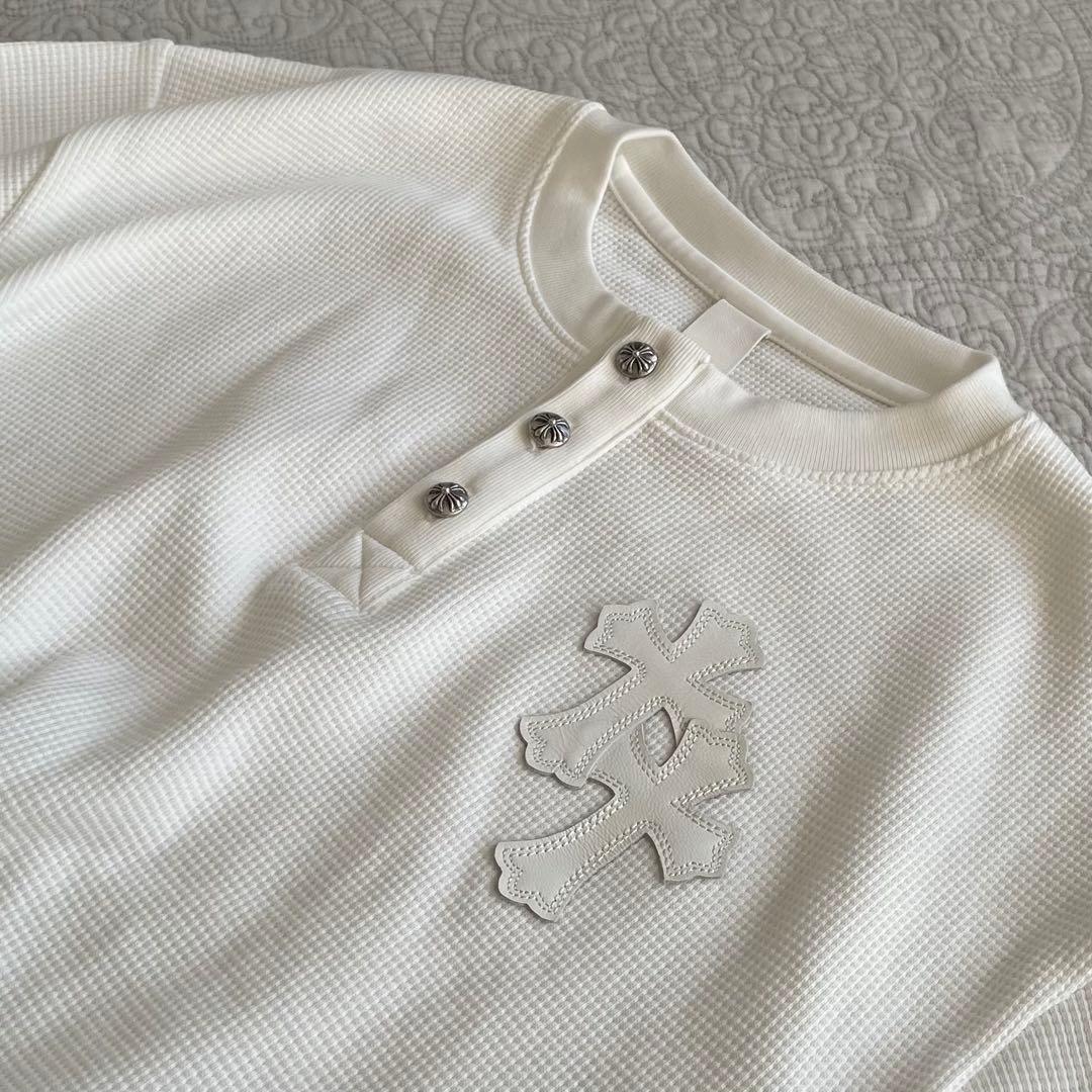 クロムハーツ サーマル ロングTシャツ ヘンリーネック tシャツ コットンサーマルロングスリーブヘンリーネックTシャツ