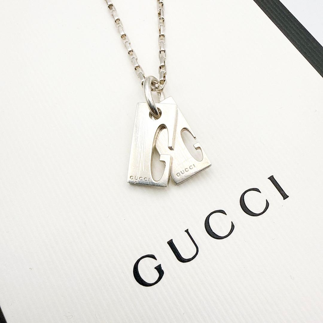 3010-1 人気✨GUCCI ダブルG ロゴ　ネックレス　シルバー gucci ネックレス メンズ シンプル レディース グッチ WG ペンダント
