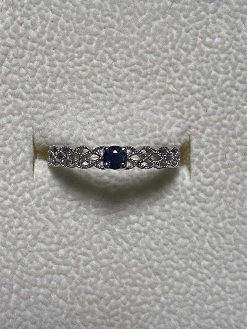 PT900 サファイア レースデザインリング MR07】《2本セット》豪華な透かしレース サファイアのリング・指輪