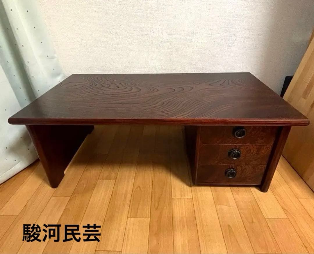 駿河民芸　文机 和室 引き出し ローデスク 和風 小机 欅 デスク 幅91cm 楽天市場】文机 和風 ローデスク 90cm幅 パソコンデスク ロータイプ