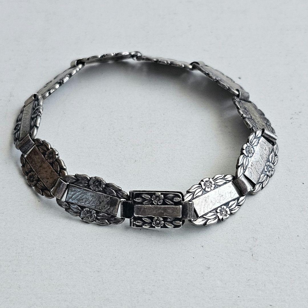 40s sweet heart jewelry 忘れな草 ブレスレット 19cm 希少】40s US ARMY forget me not Sweet Heart jewelry ブレスレット