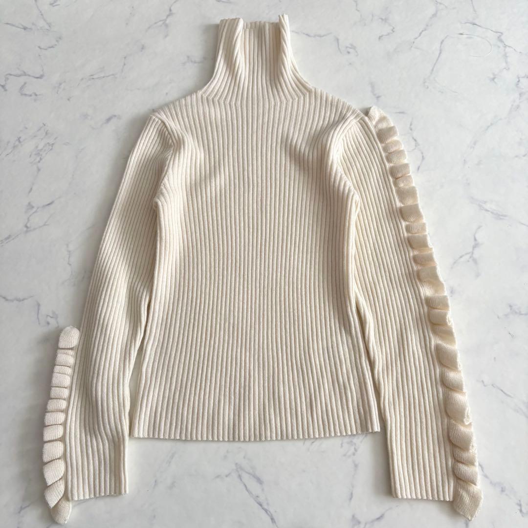 Cygne シーニュ 袖フリルタートルニット lily ホワイト Cygne シーニュ 袖フリルタートルニット lily ホワイト - メルカリ