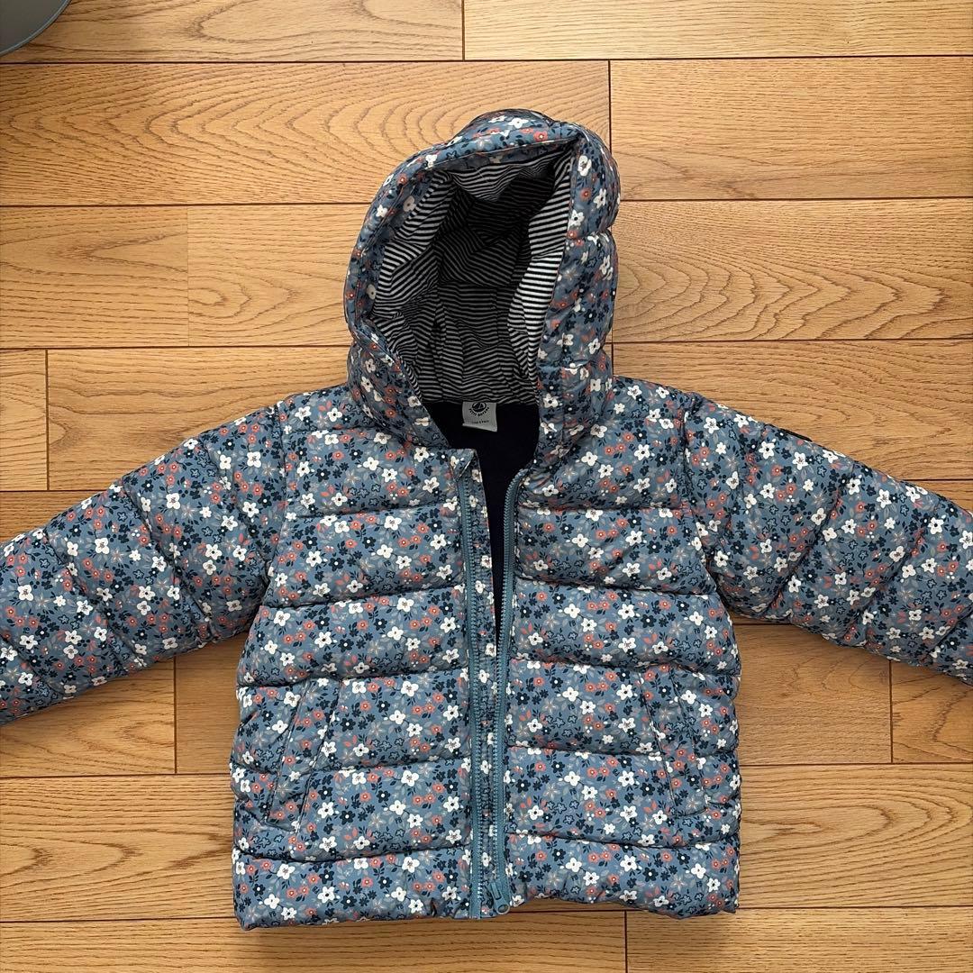 プチバトー花柄フード付きダウンコート 18m PETIT BATEAU（プチバトー） ダウン アウター 中綿入りフード
