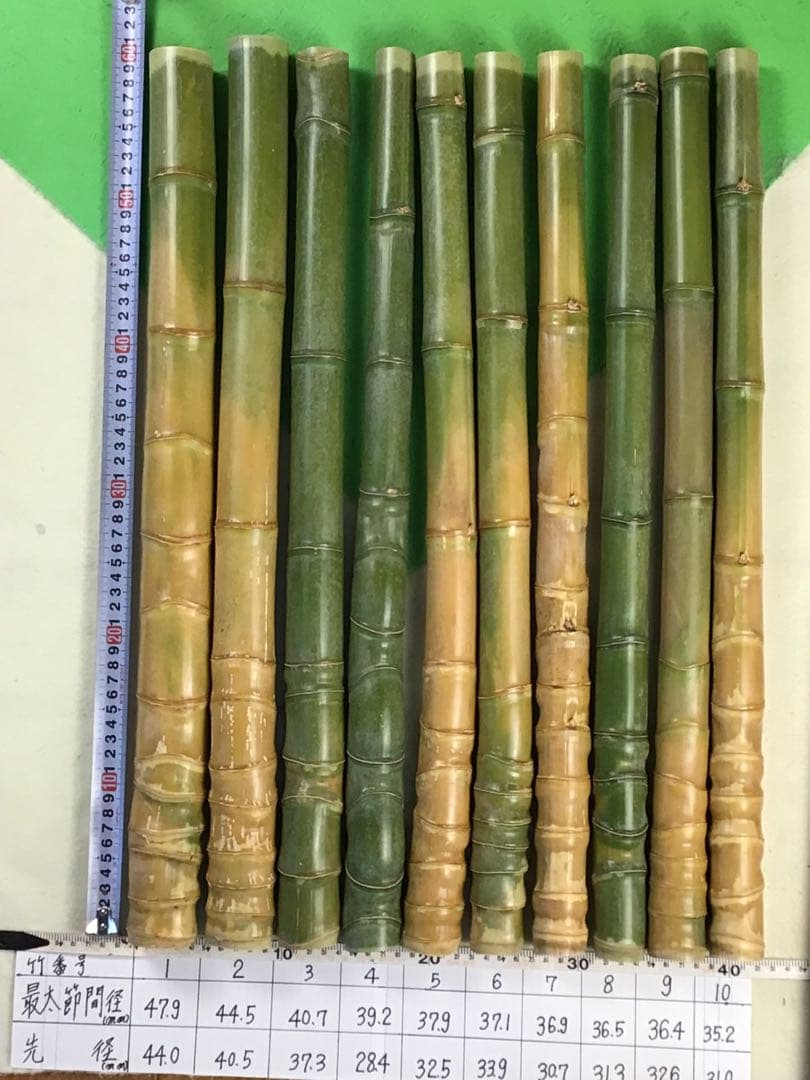 rokusan 竹笛用素材　布袋竹10本セット 和竿製作用竹素材、布袋竹の釣竿穂持ち・胴材1190-12.8-6.7mm【商品
