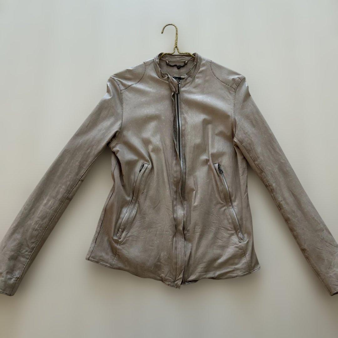 【再値下げ】sisii 革ジャン ベージュ sisii（シシ） レザーライダースジャケット L2-B 114-ol 爆買