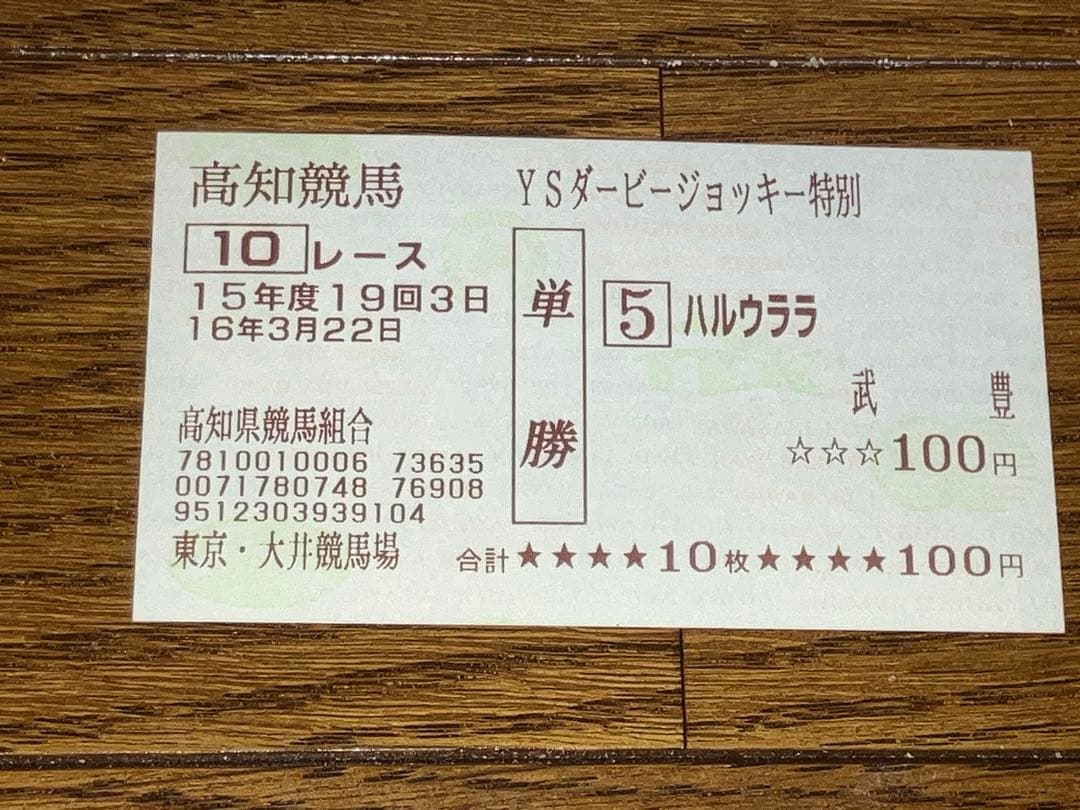 ハルウララ馬券高知競馬武豊単勝競馬お守り汚れ多少有。